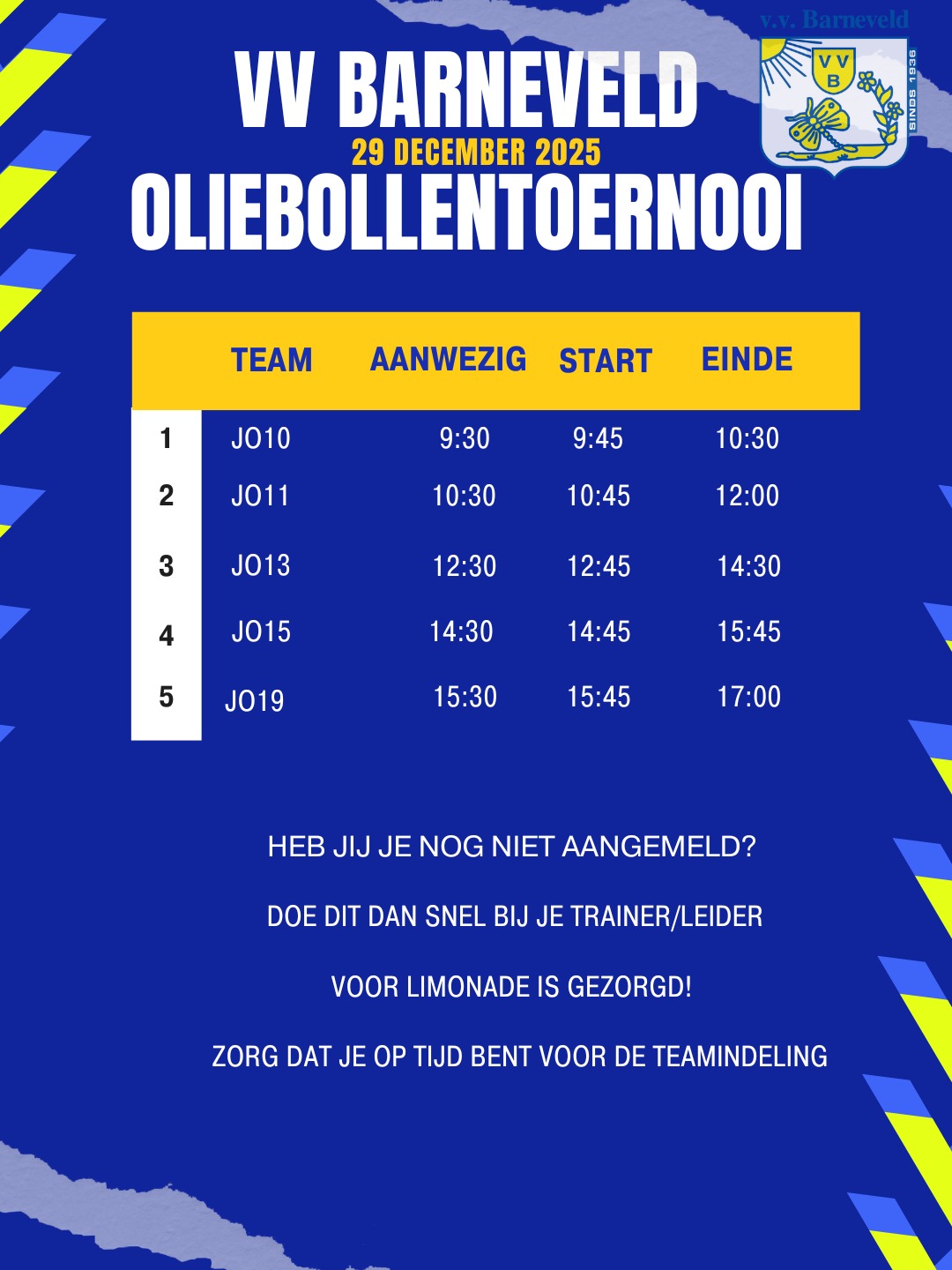 29 december - Oliebollentoernooi jeugd