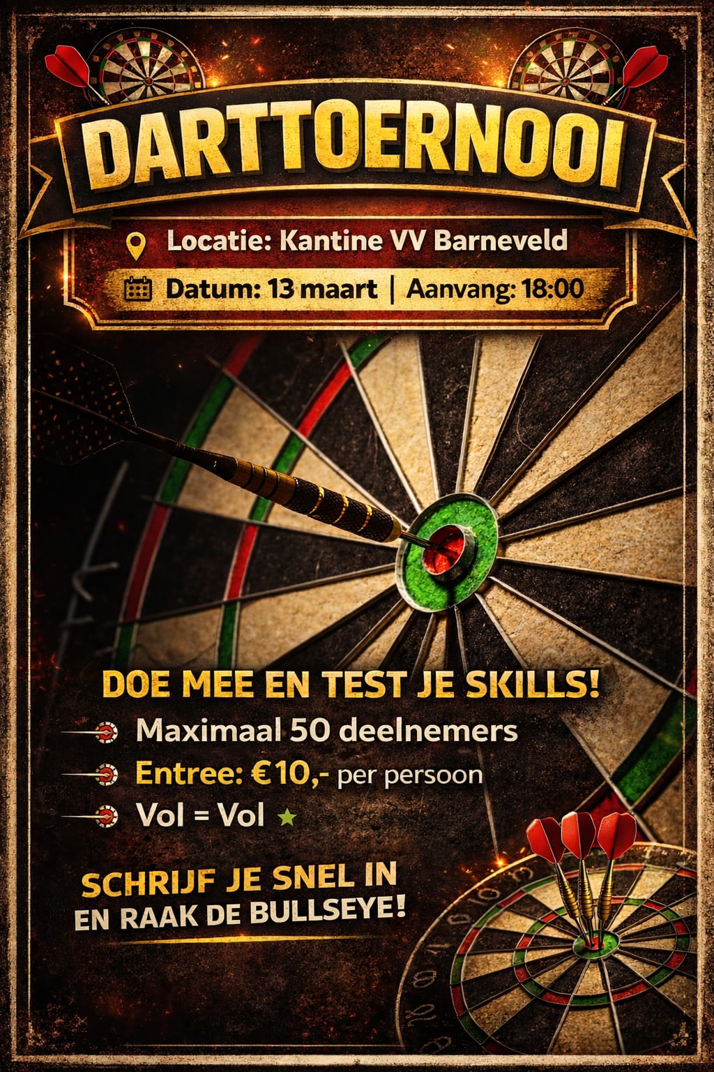 4e Editie Darttoernooi v.v. Barneveld – 13 maart!