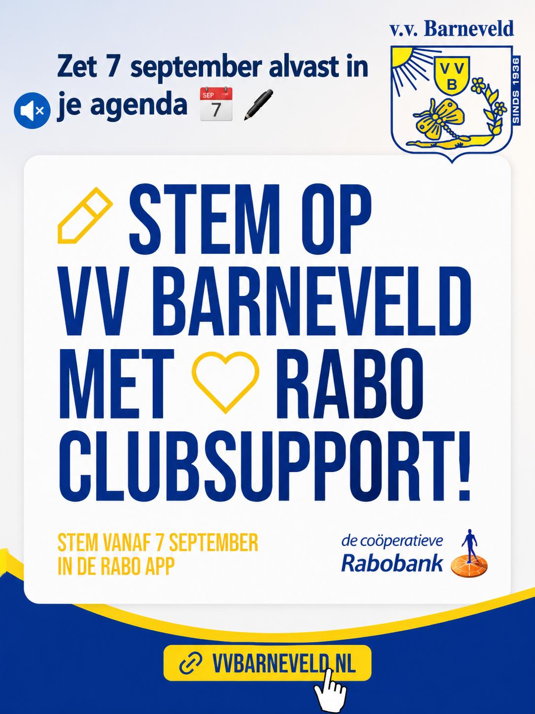 Stem op v.v. Barneveld met Rabo ClubSupport!